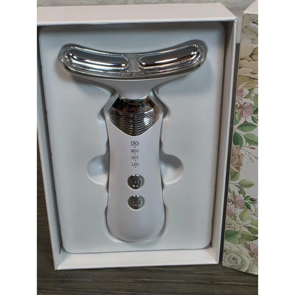 9-in-1 LED Light Beauty Device for Face and Neck White Heat Massage Therapy